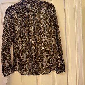 Jones New York Womens Animal Print Long Sleeve Button Down Blouse Shirt Size 10